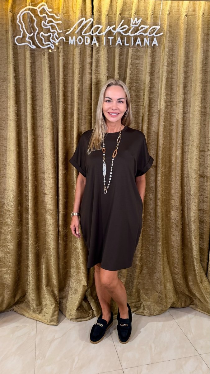 Šaty Soft + rukávniky a brošňa - Markiza Moda Italiana