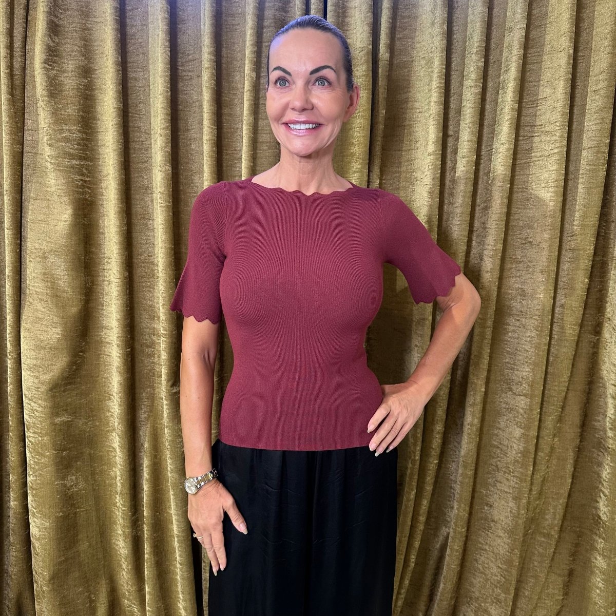 Svetrík oblúčik krátky rukáv - Markiza Moda Italiana