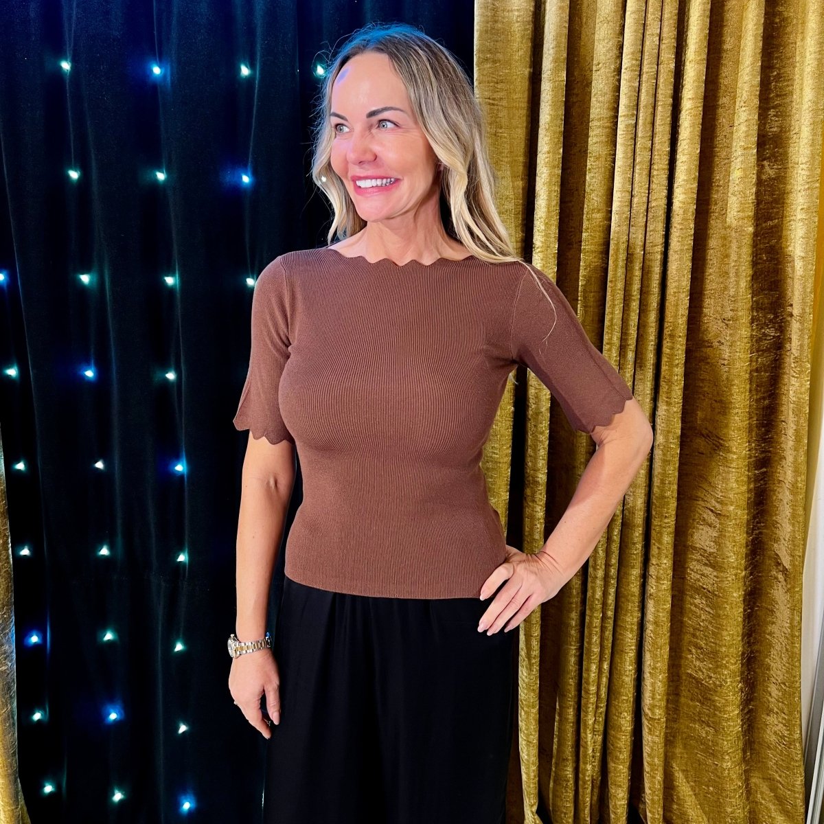 Svetrík oblúčik krátky rukáv - Markiza Moda Italiana