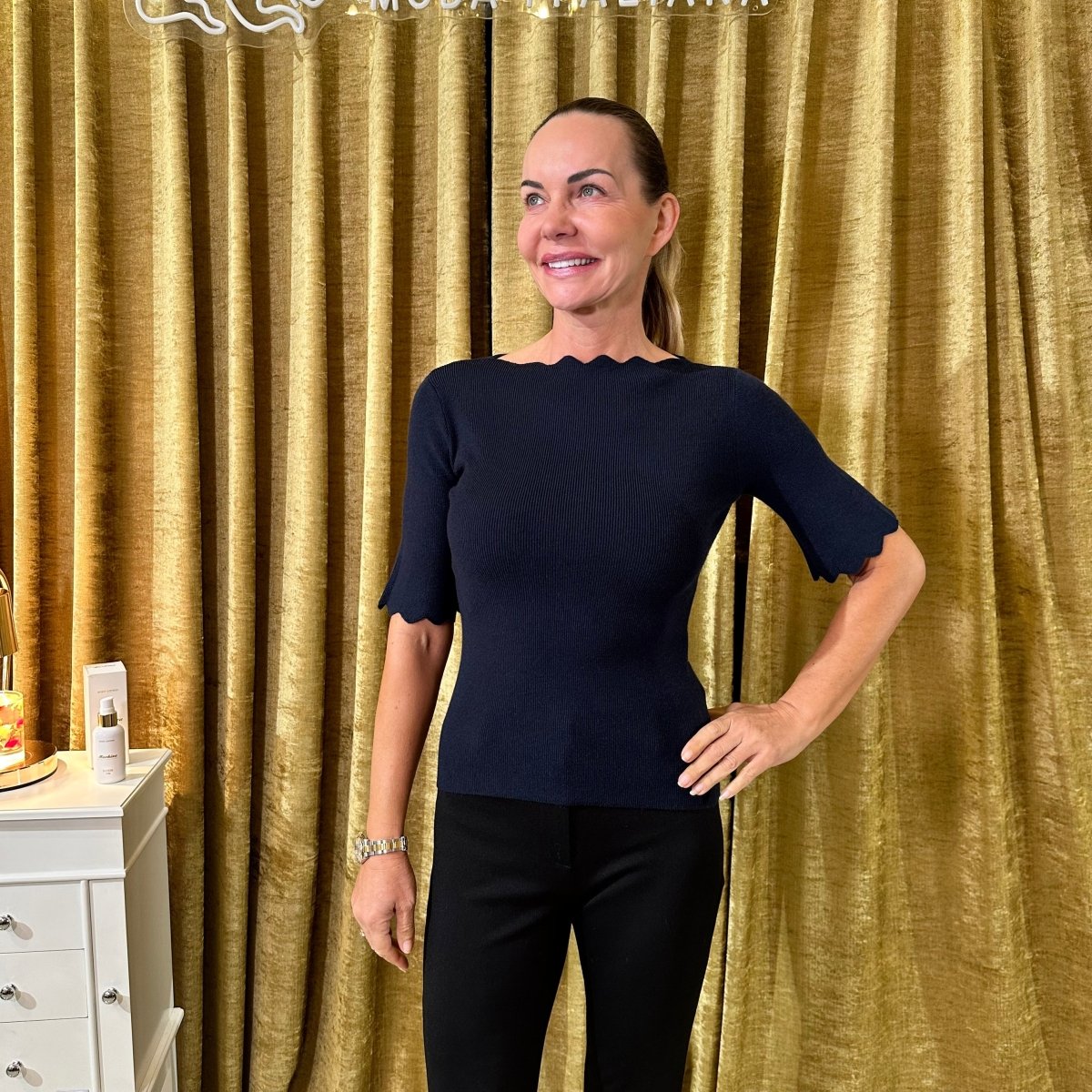 Svetrík oblúčik krátky rukáv - Markiza Moda Italiana