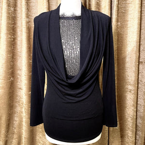 Top s dlhým rukávom Nero - Markiza Moda Italiana