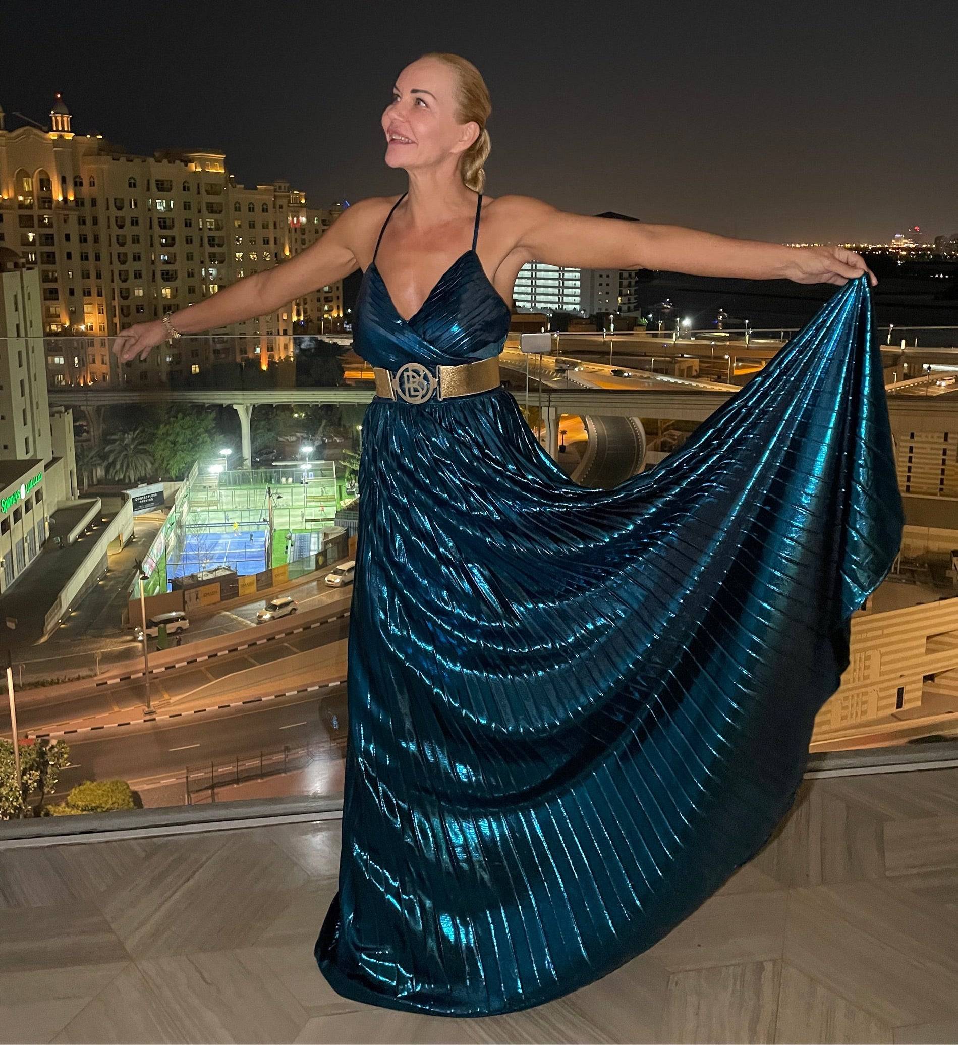 Spoločenské modré šaty - Markiza Moda Italiana